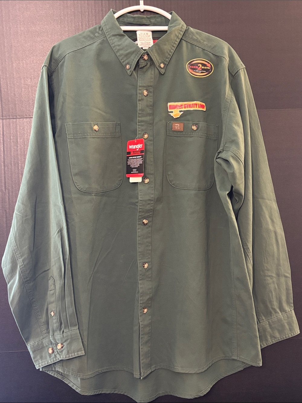 Wrangler Olive Green Button-Down Riggs Work Shirt